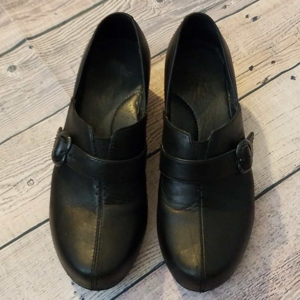 Dansko JANE Black Burnished Nappa Leather Clog 38
